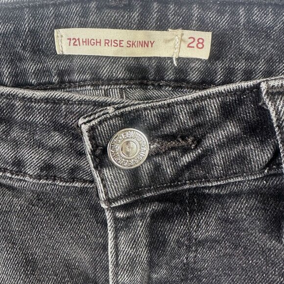 Levi's 721 High Rise Skinny Jean Sz 28 Gray Distressed Thrashed Y2K 90s Grunge - Picture 6 of 7